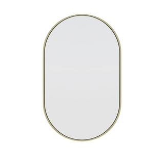 Glass Warehouse 22 in. W x 36 in. H Framed Oval Bathroom Vanity Mirror in Satin Brass-MF-PL-36X22... | The Home Depot