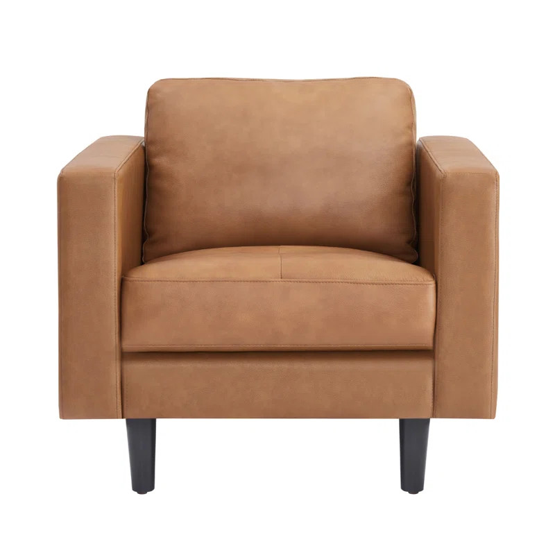 Esin Top Grain Genuine Leather Upholstered Single Sofa Chair for Living Room, Mid Century Chair | Wayfair North America