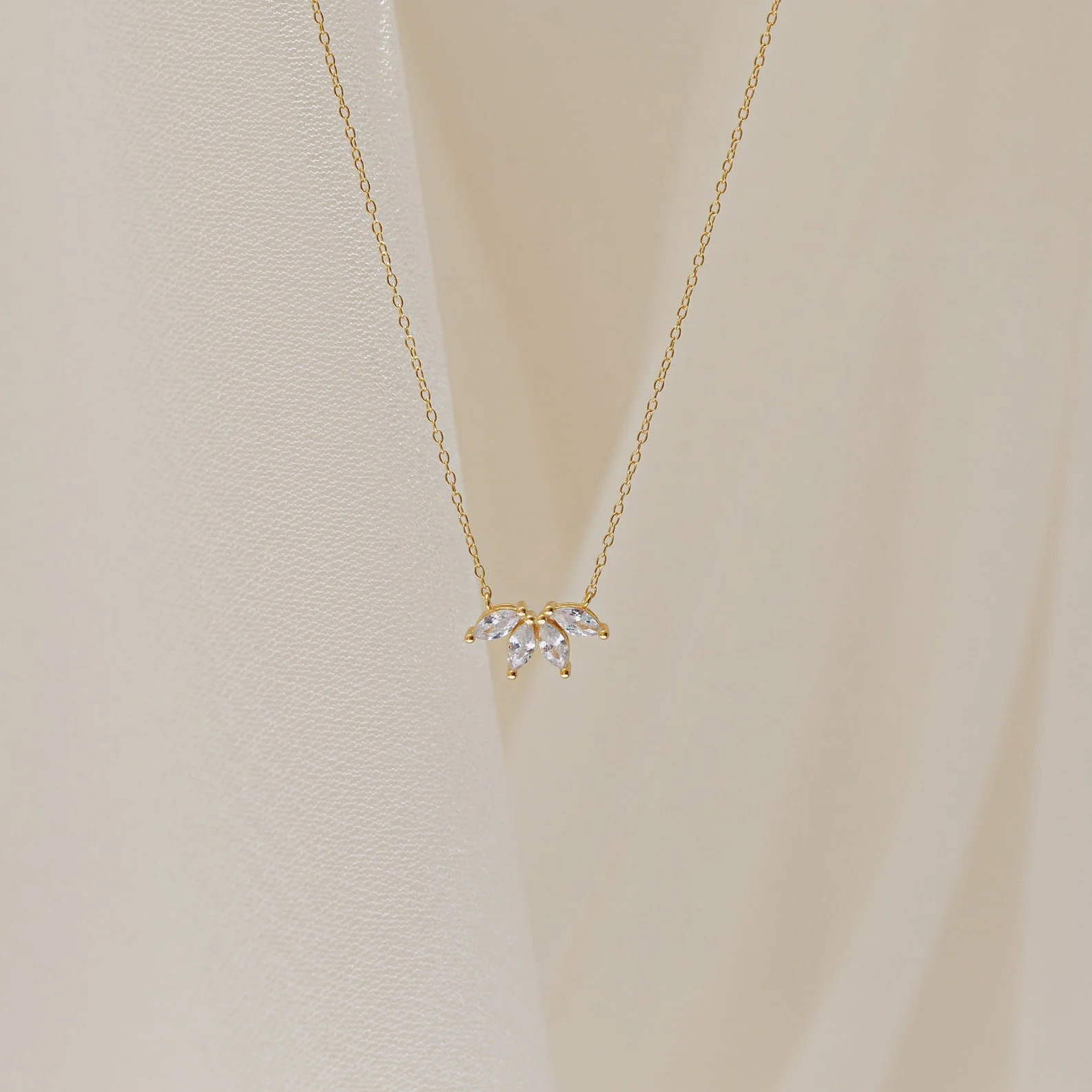 Marquise Floral Diamond Necklace in 18K Gold | Caitlyn Minimalist | Caitlyn Minimalist