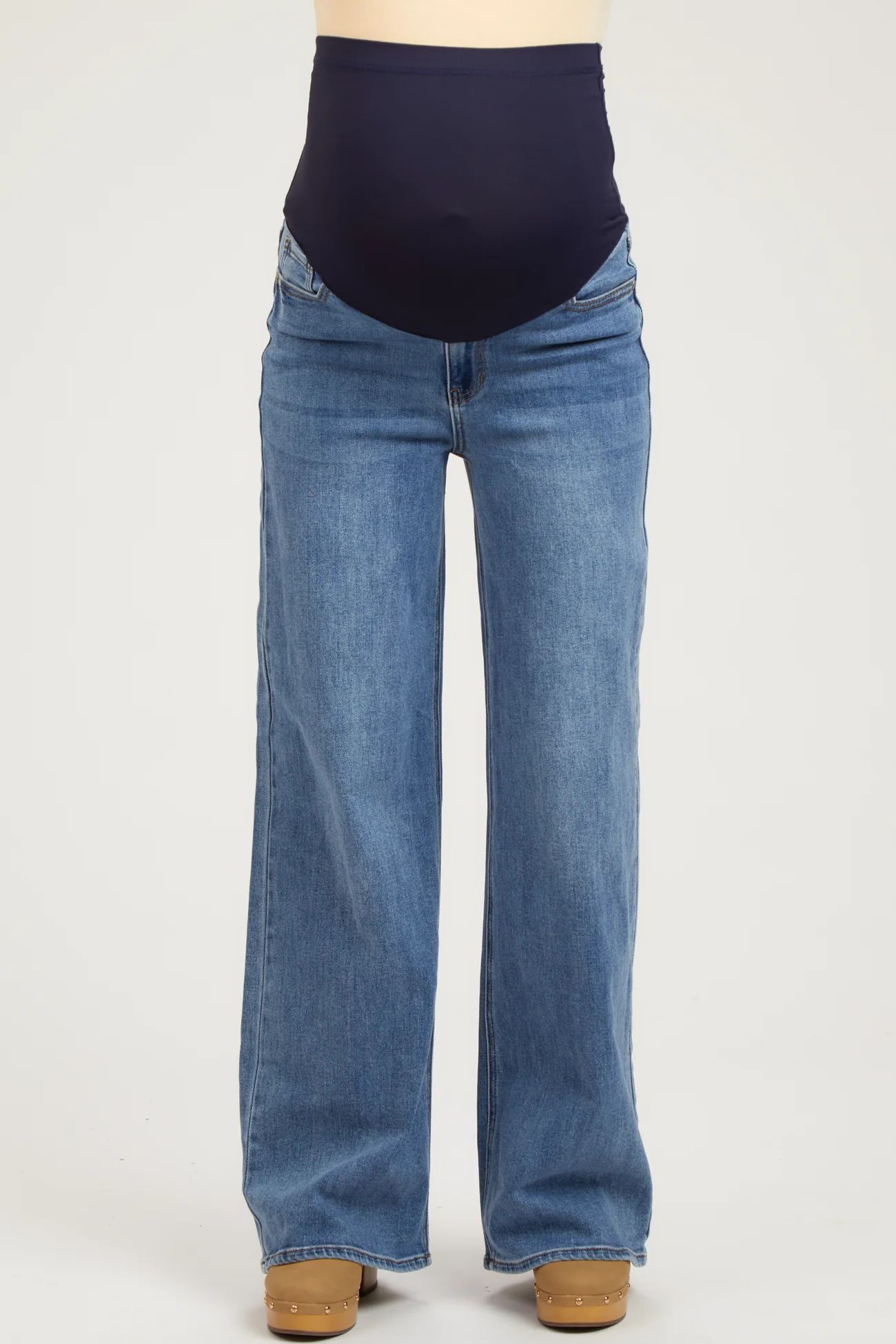 Blue Wide Leg Maternity Jeans | PinkBlush Maternity