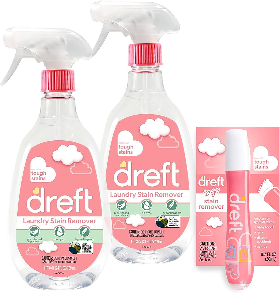 Stain Remover for Baby Clothes by Dreft, 24oz Pack of 2 Laundry Stain Remover Spray + To Go Insta... | Amazon (US)