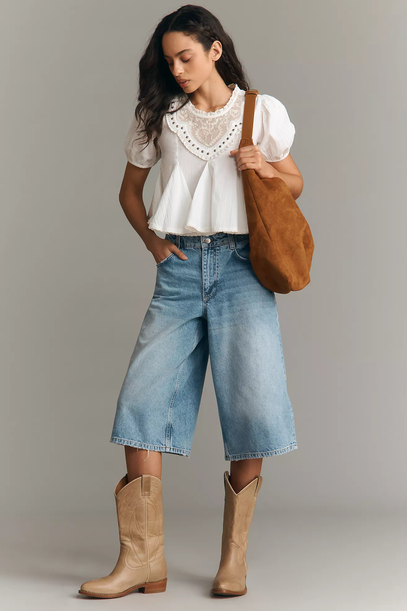 Pilcro Mid-Rise Culotte Denim | Anthropologie (US)