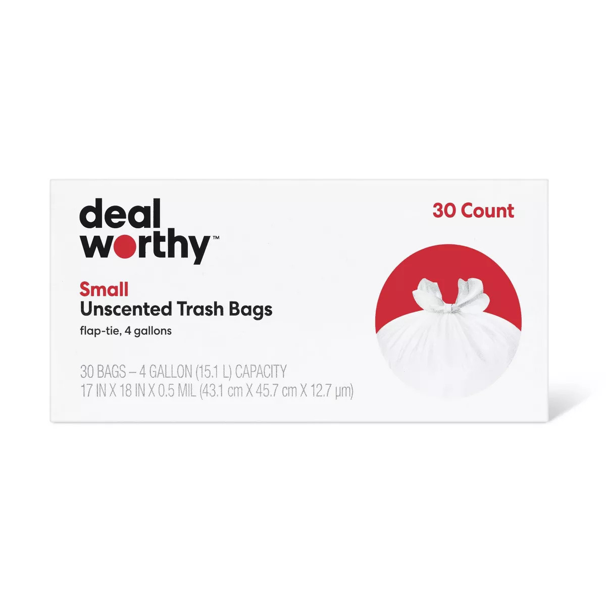 Small Flap Tie Trash Bags - 4gal - 30ct - Dealworthy™ | Target