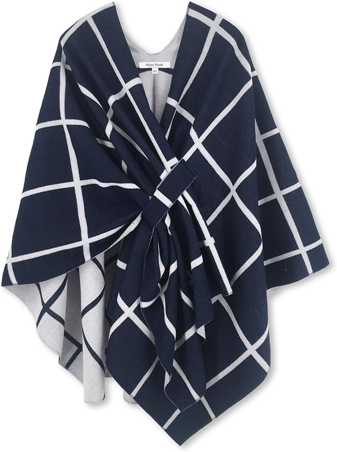 Moss Rose Women's Shawl Wrap Poncho Ruana Cape Open Front Cardigan Shawls for Fall Winter | Amazon (US)