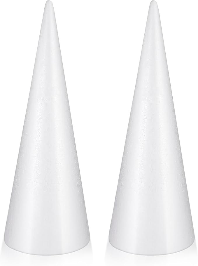 Craft Foam Cone 4PCS White Craft Foam Cones for Crafts 12 Inch, Christmas Foam Tree Cones for DIY... | Amazon (US)
