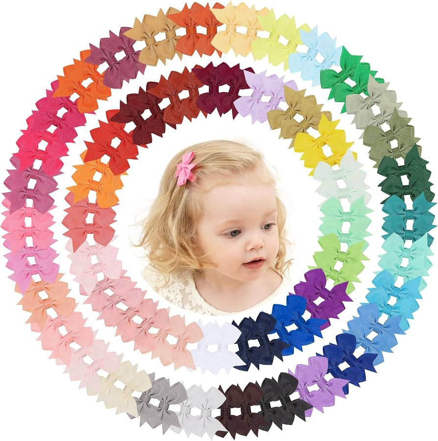 doboi Baby Bows Hair Clips 100PCS 2'' Infant Hair Bows Fully Lined Grosgrain Boutique Solid Color... | Amazon (US)