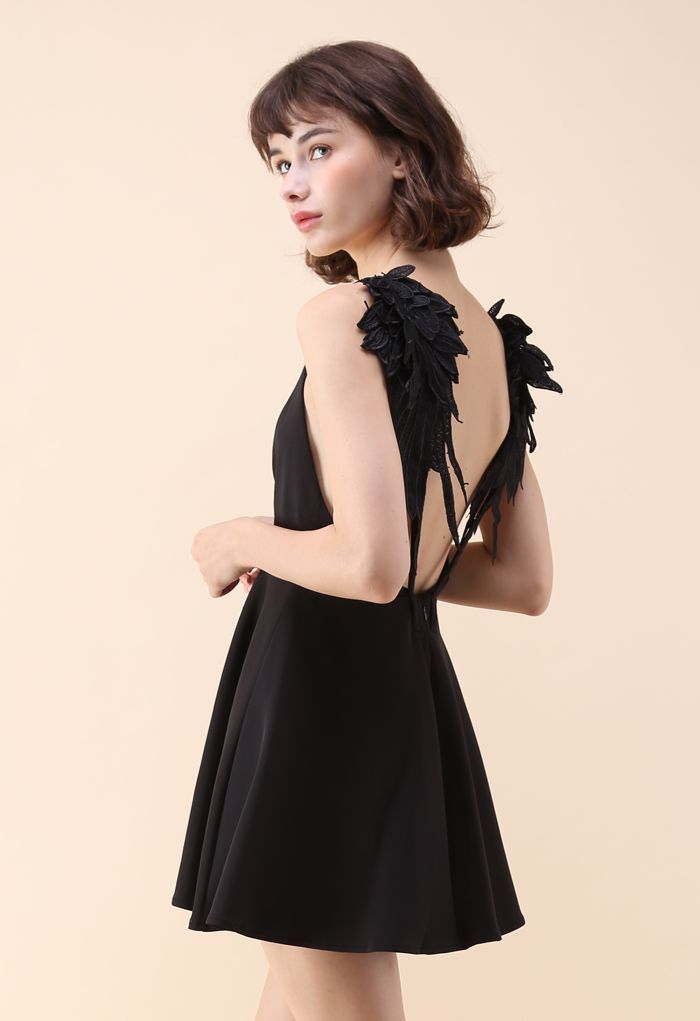 Angel's Wings Cami Dress in Black | Chicwish