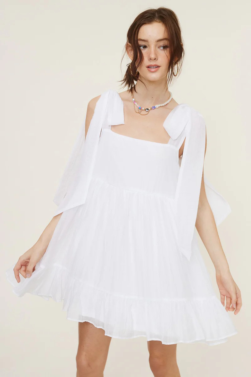 White Shoulder Tie Dress | PinkBlush Maternity