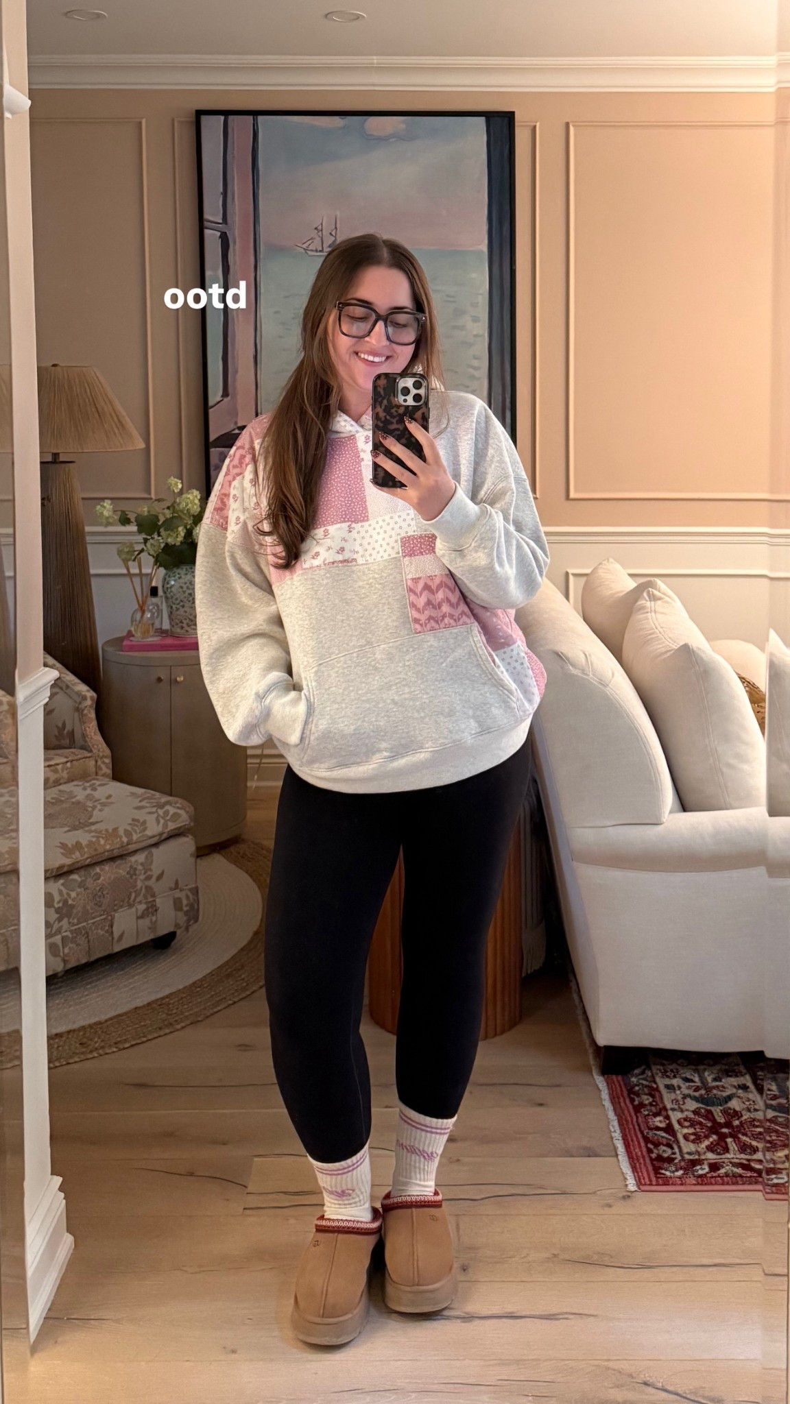Cozy casual outfit / hoodie and leggings / fall winter outfit / midsize 

Sizing: XL in hoodie / L in leggings & bra

#LTKcurves #LTKmidsize #LTKfall