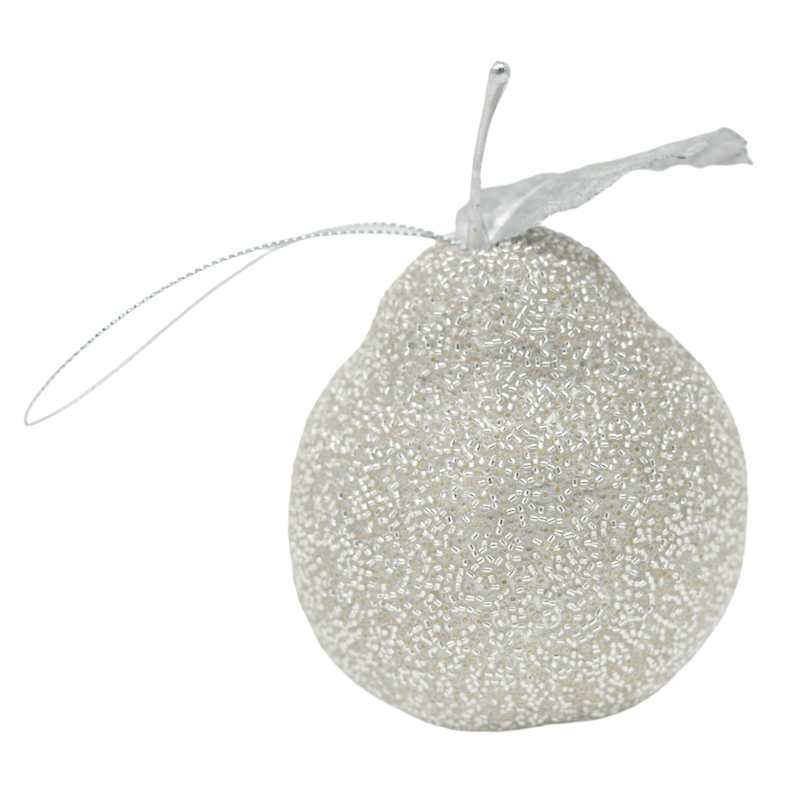 Silver Pear Hanging Ornament, 4", Gold, Plastic, sold by At Home | At Home