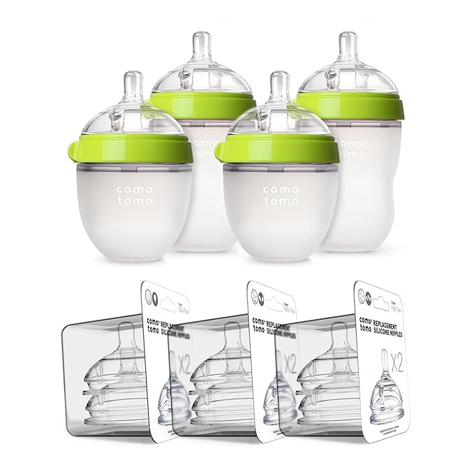 Comotomo Baby Bottle Bundle, Green, (7 Piece Set) | Amazon (US)