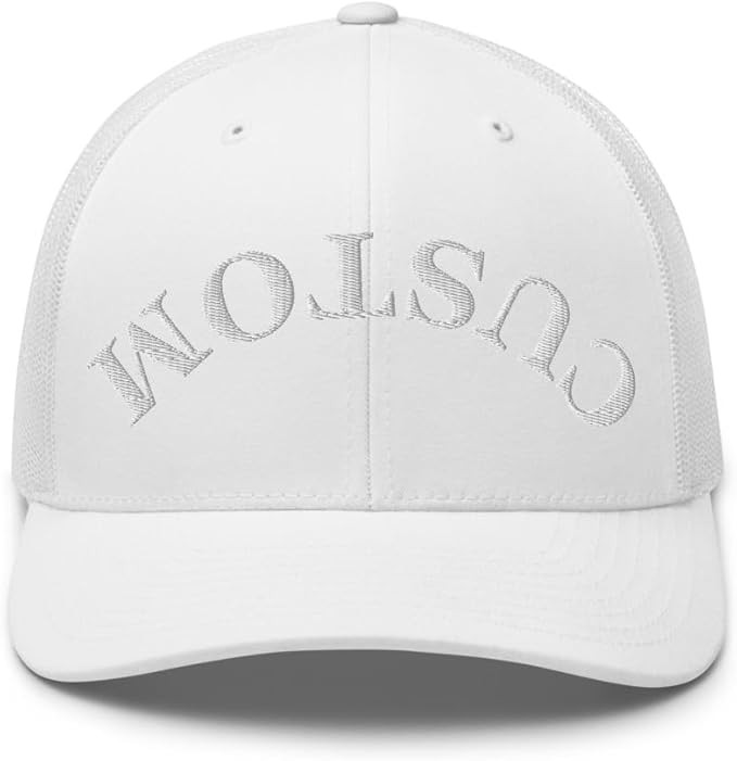 Custom Embroidered Upside-Down Text Trucker Cap Personalized Upside-Down Text Hat Custom Trucker ... | Amazon (US)
