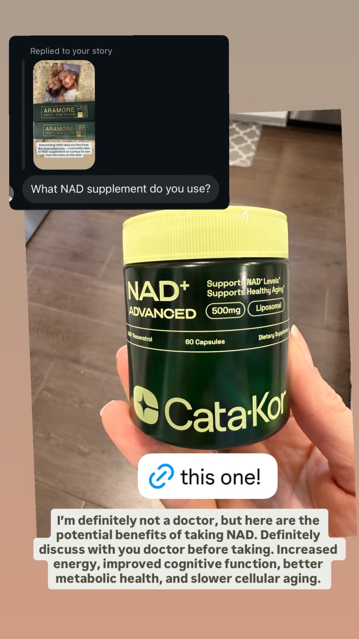 I’m definitely not a doctor, but here are the potential benefits of taking NAD. Definitely discuss with you doctor before taking. Increased energy, improved cognitive function, better metabolic health, and slower cellular aging.

#LTKselfcare #LTKmorningroutine #LTKFindsUnder50