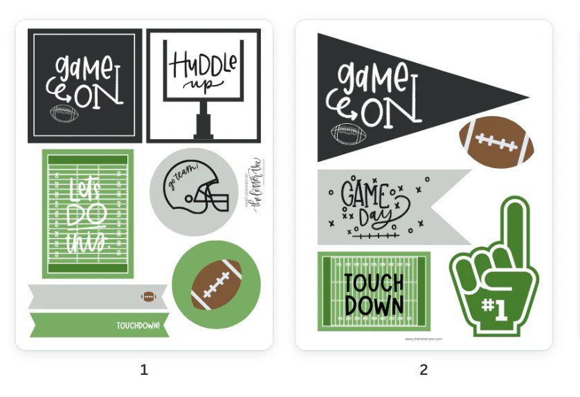 Game Day prints | Football flags and tags | The Letter Vee