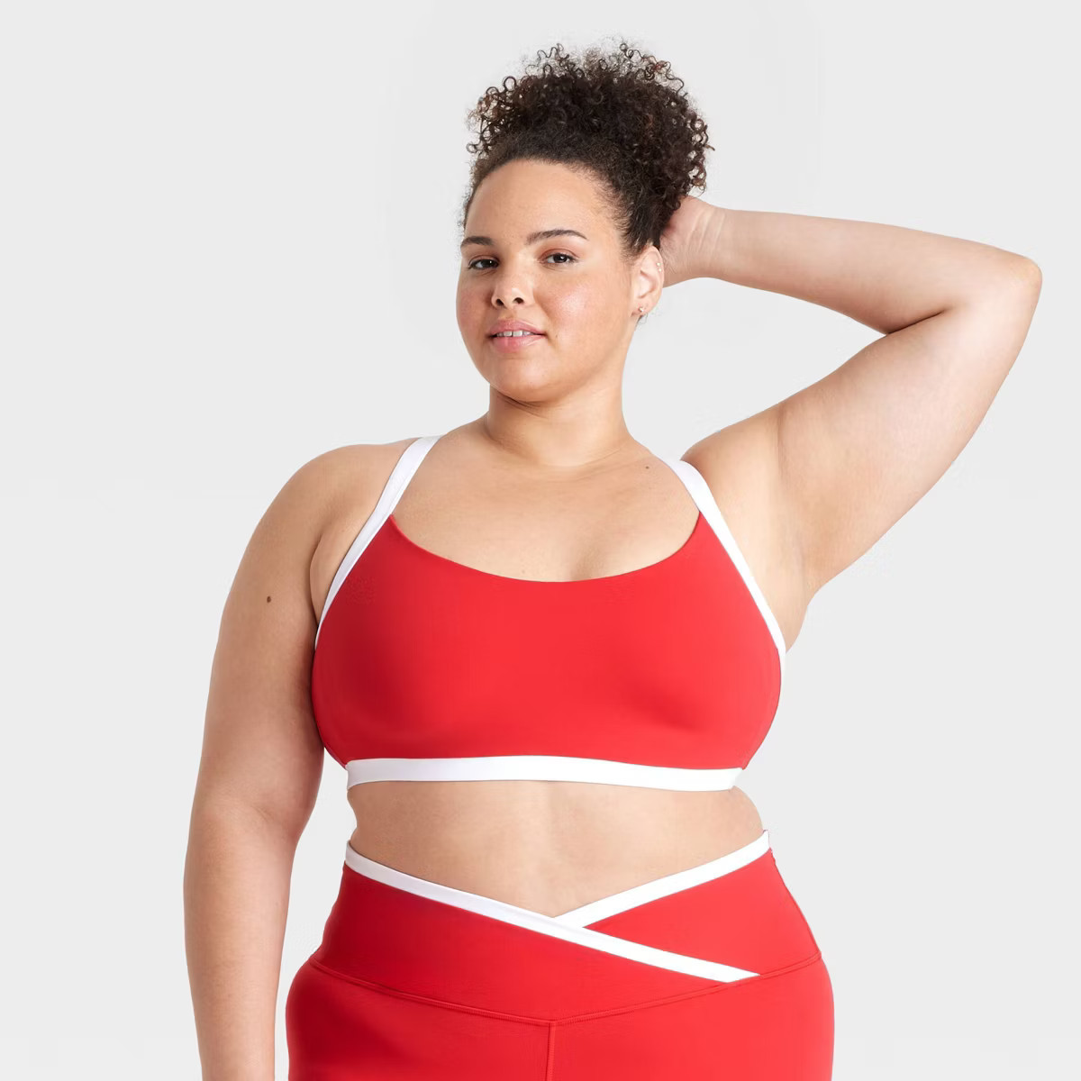 Women's Everyday Soft Light Support Piped Midline Sports Bra - All In Motion™ Red 3X | Target