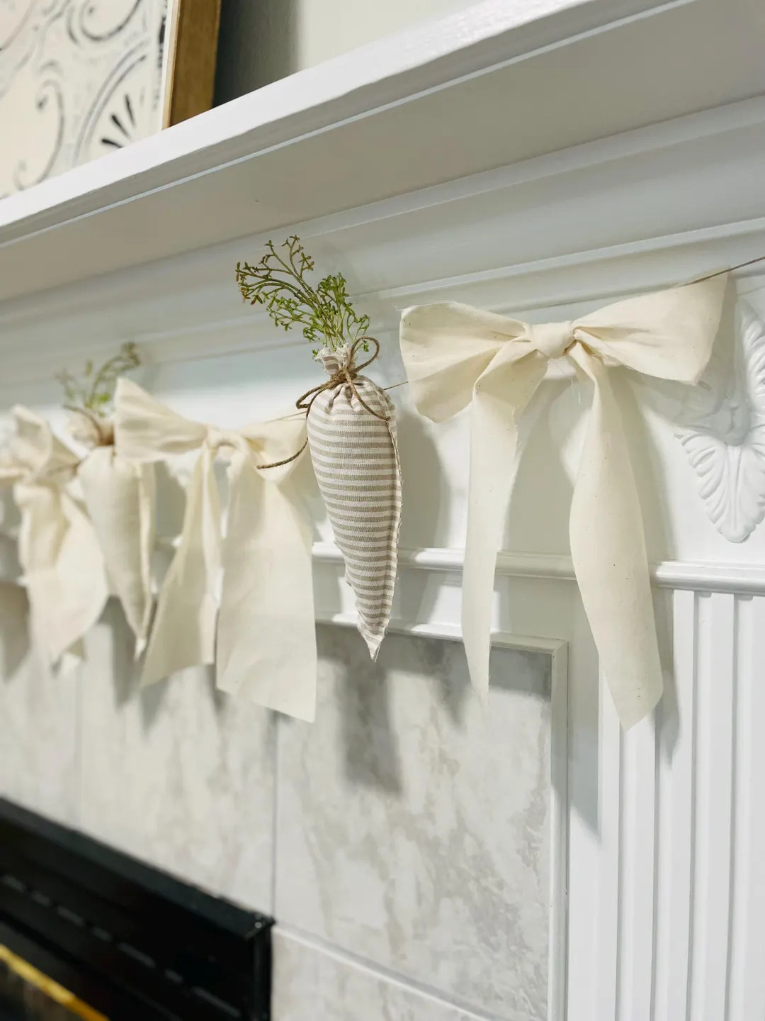 Easter Carrot Bow Garland, Spring Mantel Banner, Carrot Garland, Spring Decor, Rabbit Garland, Ea... | Etsy (US)