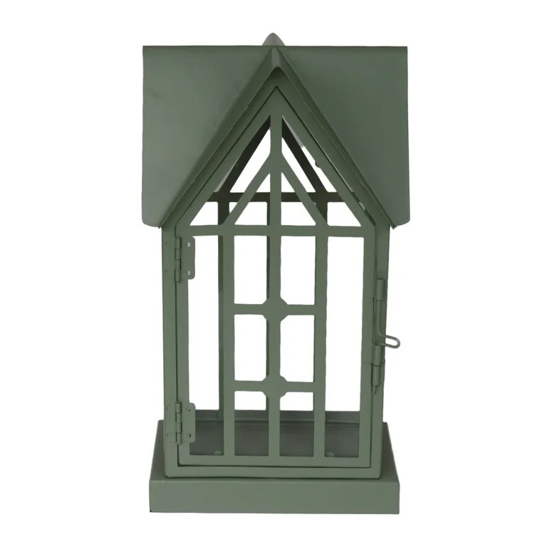 Light Grey Green Metal House 12.25in Height, Christmas Decor, Holiday Time | Walmart (US)