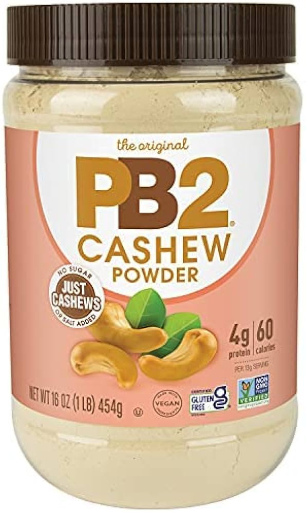 PB2 Powdered Cashew Butter - Cashew Powder with No Added Sugar or Salt [1lb Jar] | Amazon (US)