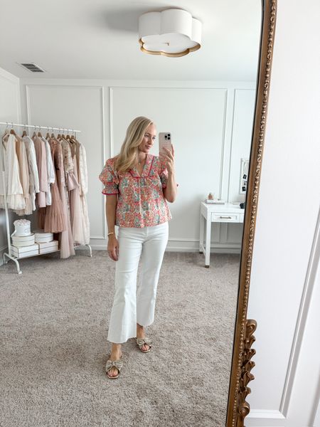 The cutest spring outfit from Avara! Wearing size small in top and size 28 in jeans! I would recommend sizing down one in the jeans. Use my code amandaj15 for 15% off! 
Spring outfits // daytime outfits // brunch outfits // workwear // cute sandals // shopavara // Avara fashion 

#LTKshoecrush #LTKstyletip #LTKSeasonal