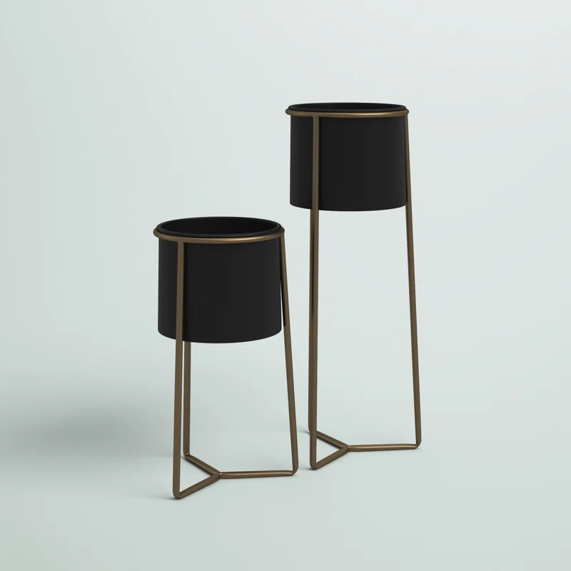 Ahner 2-Piece Metal Pot Planter Set | Wayfair North America
