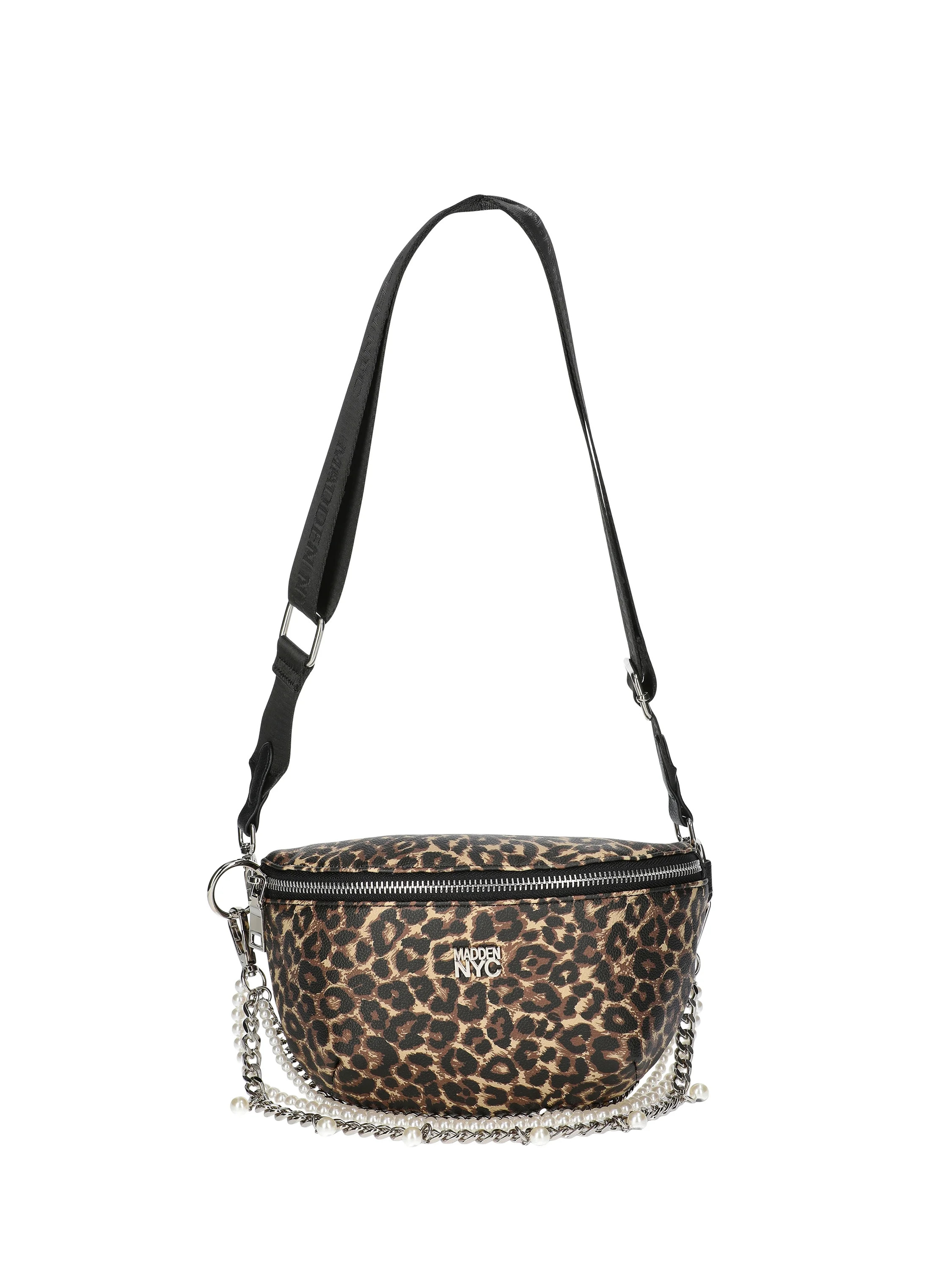 Madden NYC Women's Faux Pearl and Chain Fannypack, Cheetah | Walmart (US)
