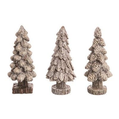 Transpac Resin Winter Sparkle Tree Figurine Set of 3 - Festive Christmas Decorative Objects for H... | Target