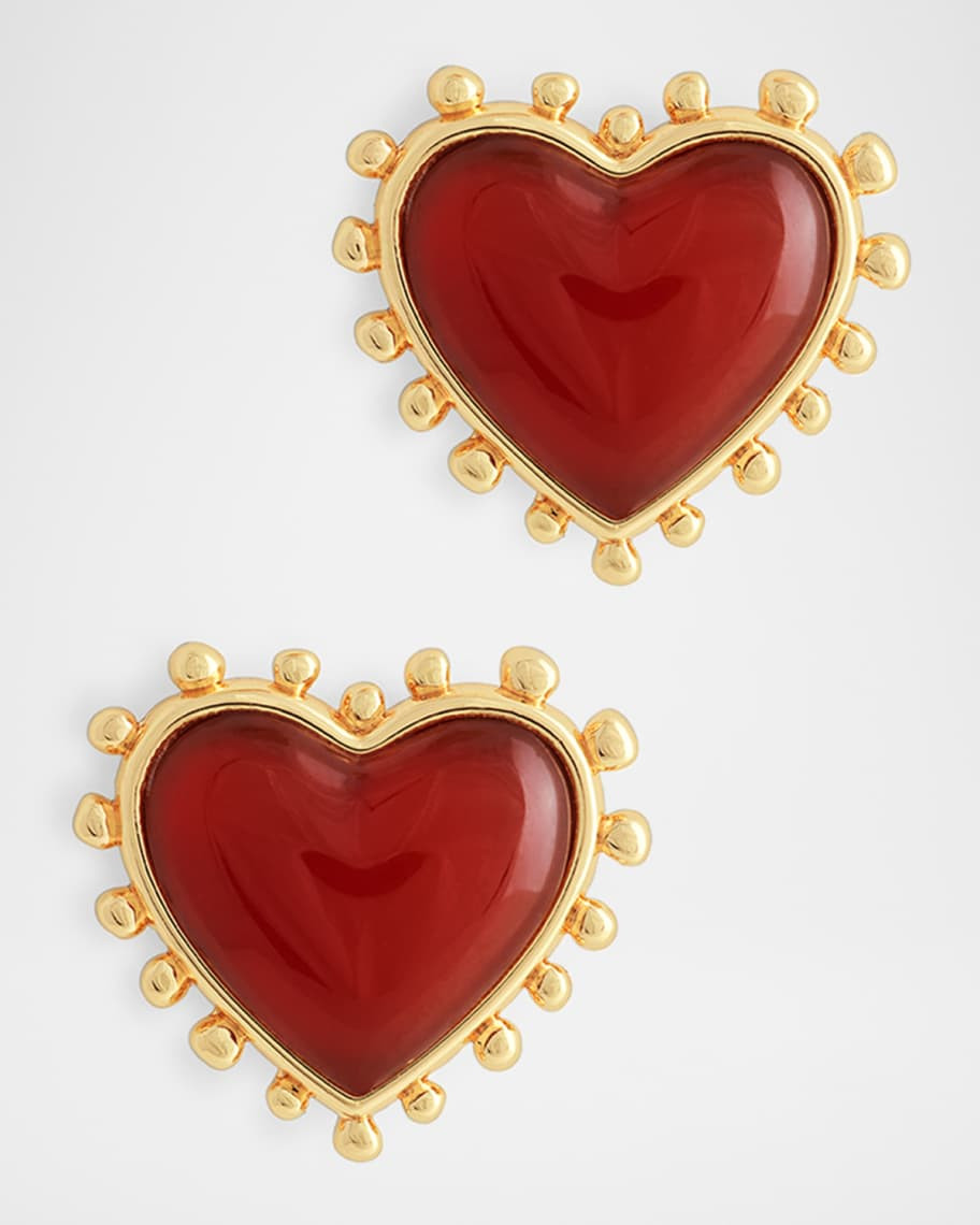 Anabel Aram Jewelry Heart Stone Stud Earrings | Neiman Marcus