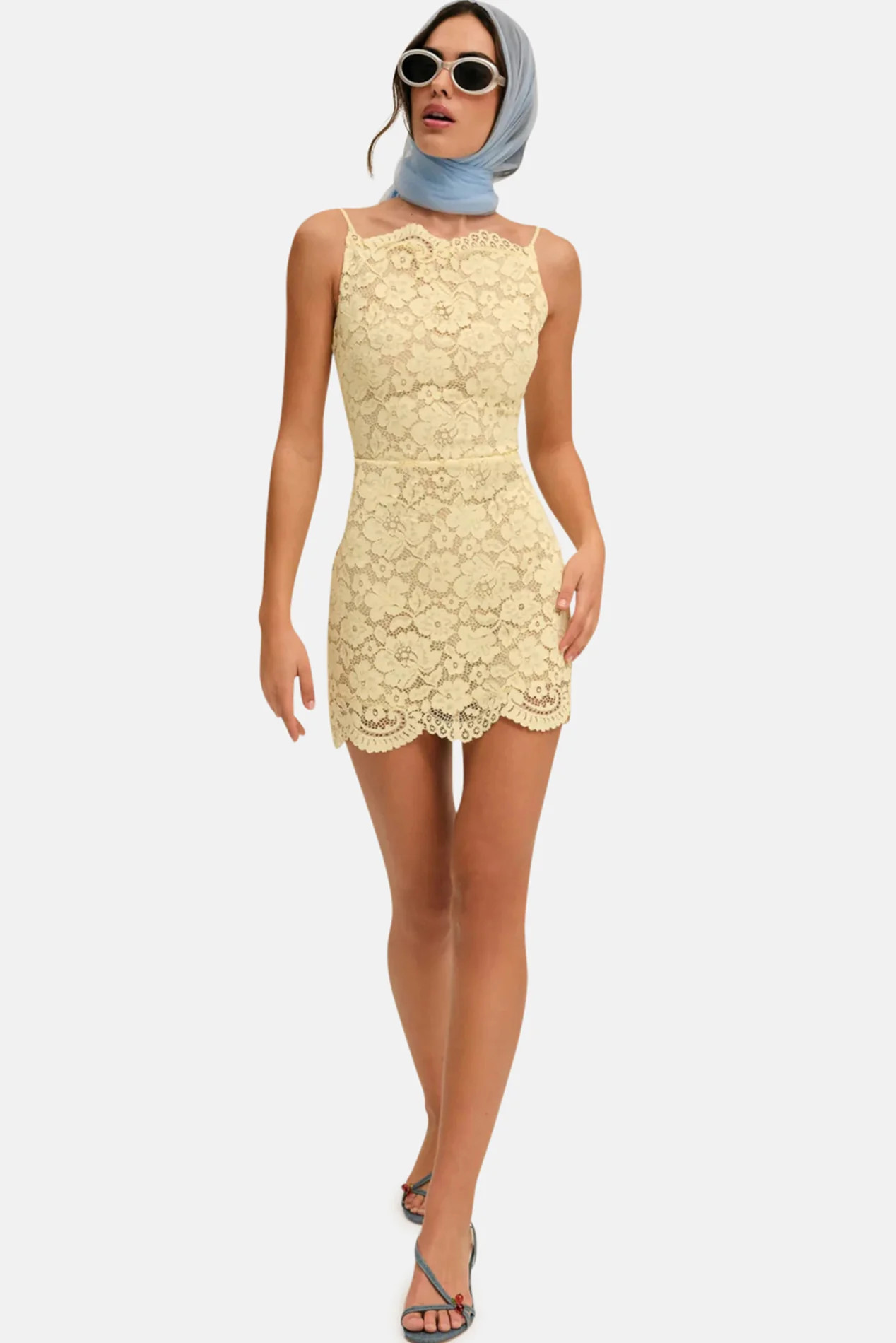 Lakeside Mini Dress Yellow | Blue & Cream