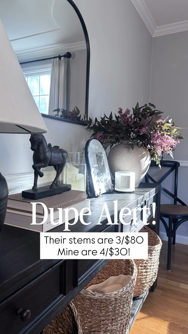 You guys! I found the perfect dupe for the super pricey berry stems! They are identical and less than 1/3 the price! But jump on them quick because these are going to be gone. Mine are the dusty plumb but there are lots of colors! 

🔗🛒Comment SHOP to receive a DM with the links to this post on my LTK ⬇ https://liketk.it/6akgu 

#reels #facebookreels #homedecor #flowers sideboar