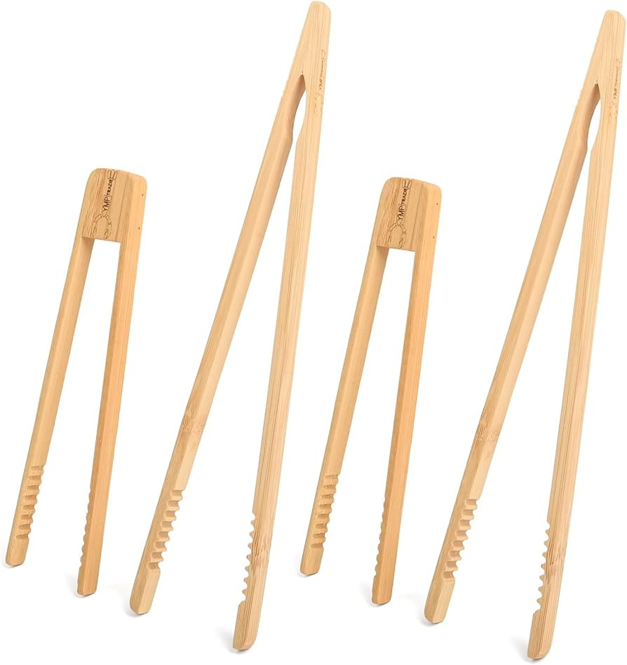 YMP TRADE - Bamboo Tong Set Serving Food – Home Kitchen Wood Utensil Toast BBQ Cooking Fruits M... | Amazon (US)