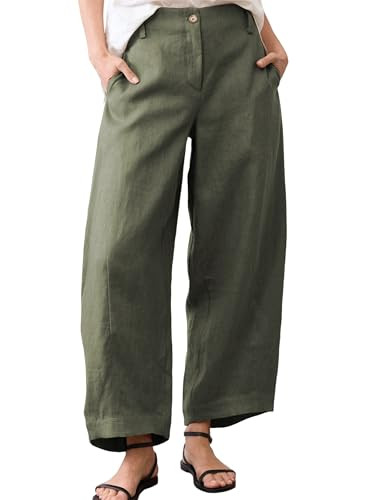Tanming Womens Linen Pants Casual Capri Baggy Wide Leg Trousers Palazzo Pants Beach Vacation Outf... | Amazon (US)