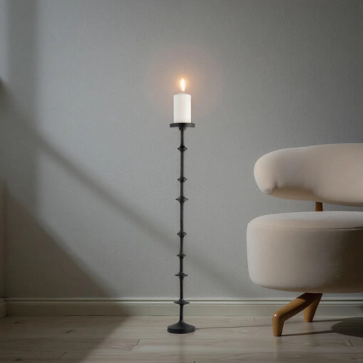 Adel Modern Metal Wood Aluminum Candle Holder for Pillar or Taper Candles Decorative Single Candl... | Wayfair North America