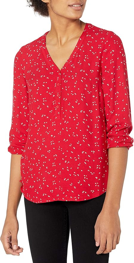 Amazon Essentials Women's 3/4 Sleeve Button Popover Shirt | Amazon (US)