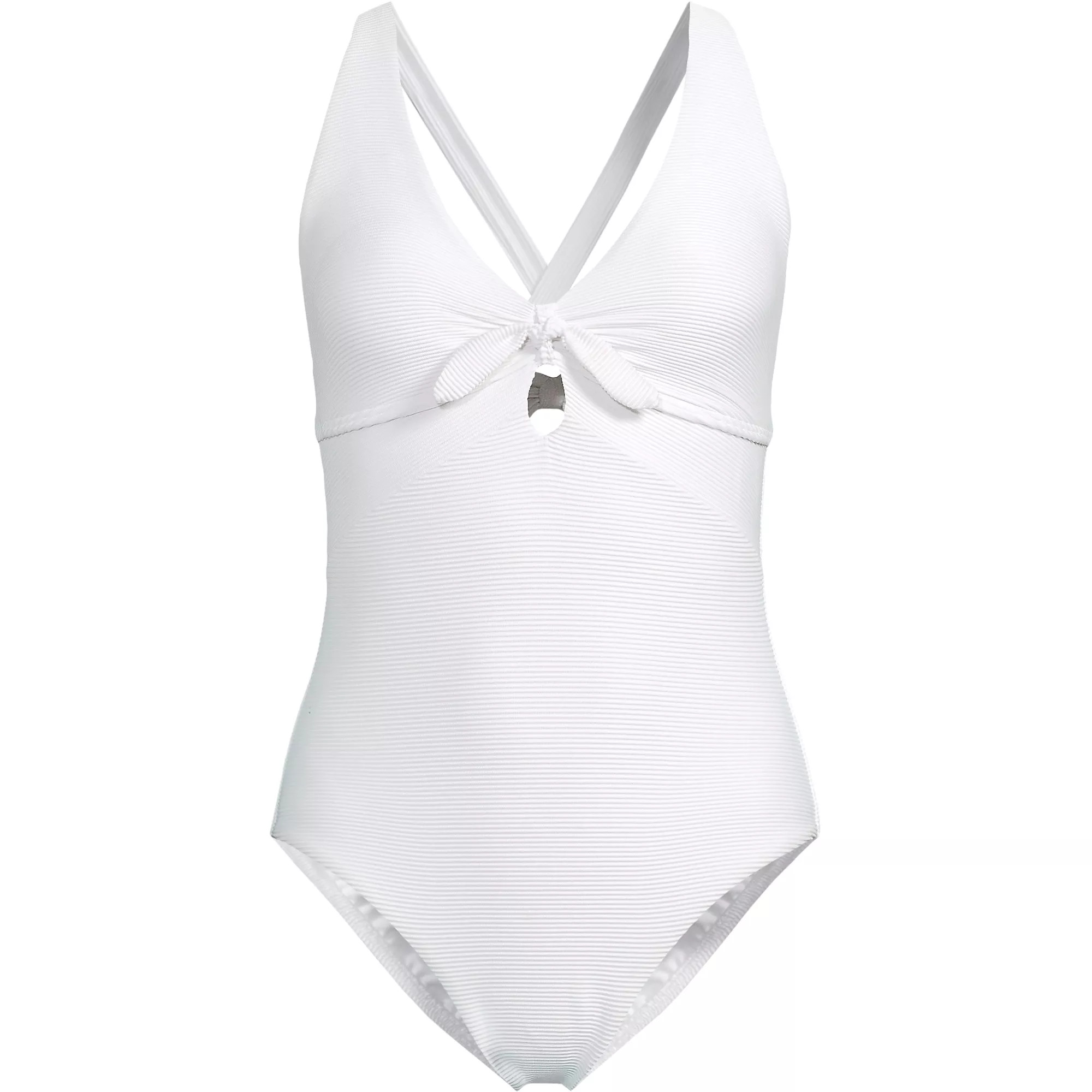 Women's Ribbed Knot Front One Piece Swimsuit | Lands' End (US)