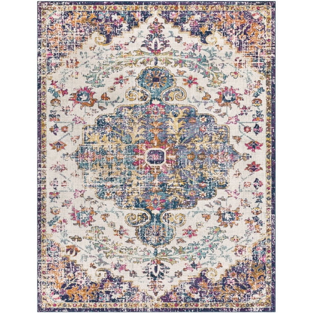 Walmart Sandhya Purple/Grey Bohemian Medallion 5'3" x 7'3" Area Rug | Walmart (US)