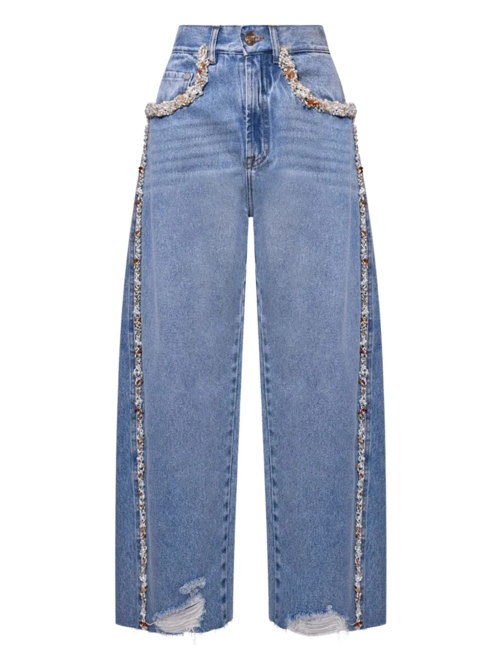 PatBO Camila Coelho beaded jeans - Blue | Farfetch Global