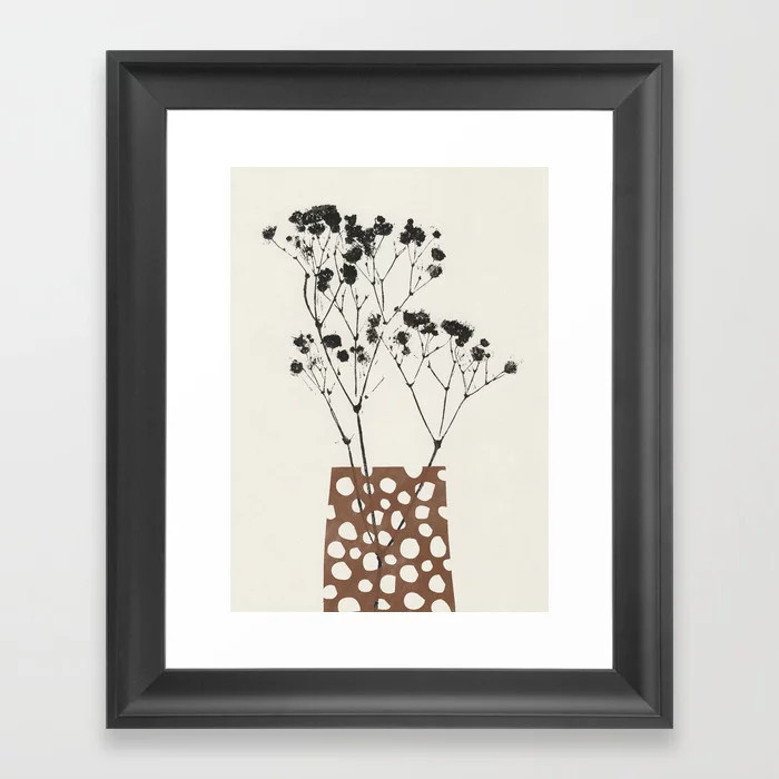Gypsophila in a Brown Vase Framed Art Print by Alisa Galitsyna | Society6 | Society6
