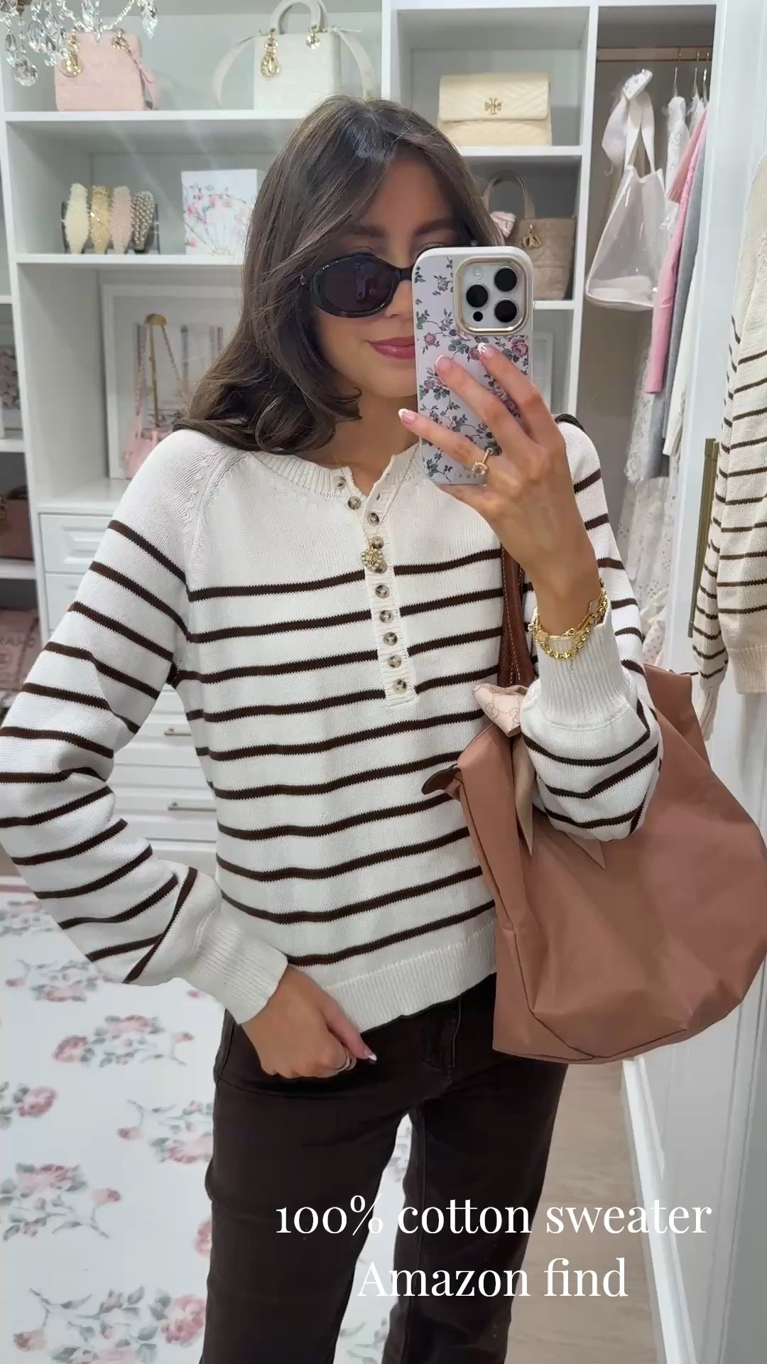 100% cotton fall sweater find from Amazon fashion! Giving Sezane vibes for less! Styled with @Quince jeans! Longchamp tote with my bag organizer insert from Amazon! Will link below too🫶🏼

#LTKSaleAlert #LTKSeasonal #LTKootd