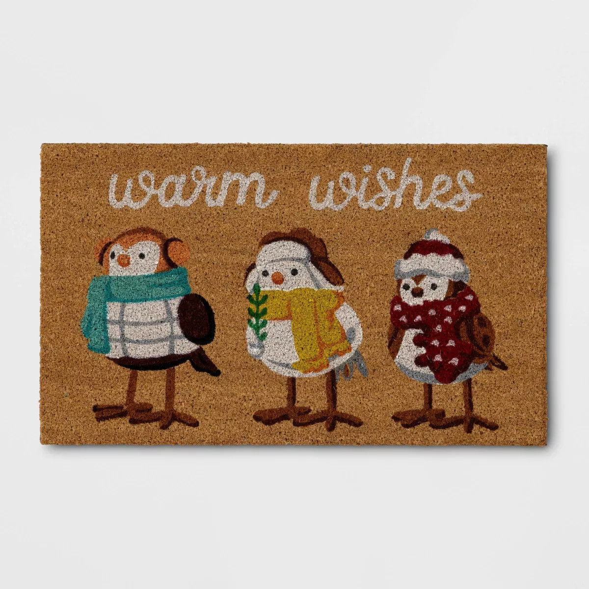 1'6"x2'6" Christmas Bundled Birds Coir Doormat White - Wondershop™ | Target
