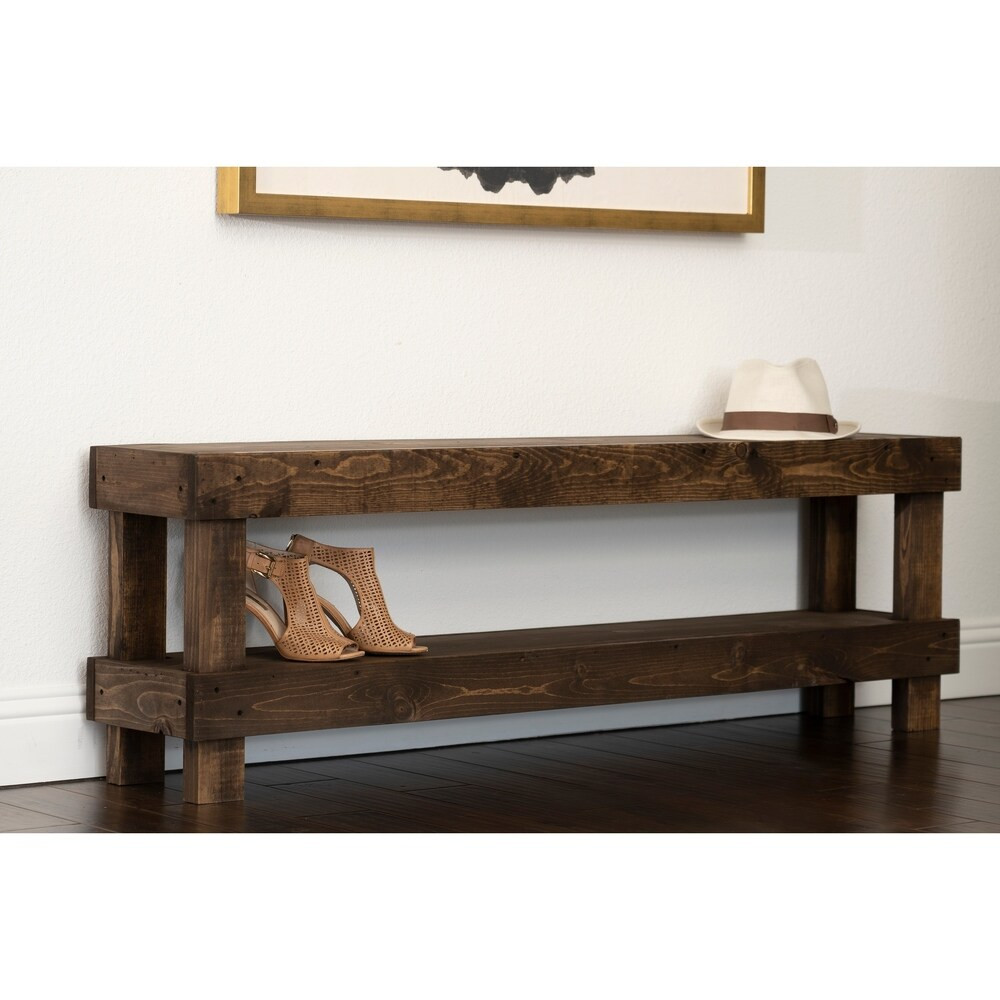 The Gray Barn Graceland Rustic Farmhouse Wooden Bench Seat (Dark Walnut - Large) | Bed Bath & Beyond