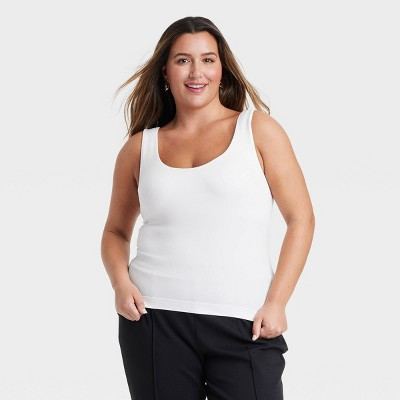 Women's Slim Fit Seamless Tank Top - A New Day™ White XXL | Target