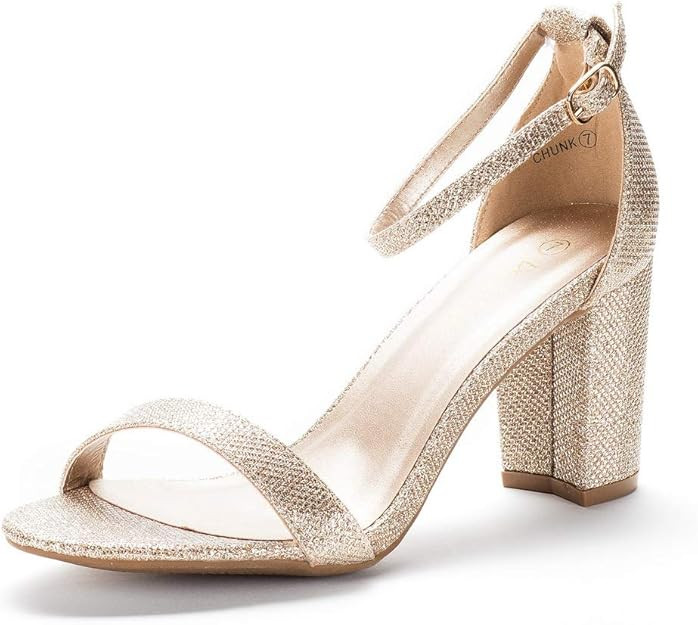 DREAM PAIRS Women's Chunk Low Heel Pump Sandals | Amazon (US)