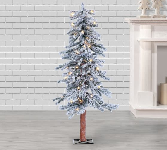 Pre-Lit Faux Flocked Alpine Tree | Pottery Barn (US)