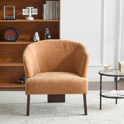 Christopher Knight Home Carla Mid-Century Modern Upholstered Accent Chair with Curved Back, Pumpkin Orange | Target