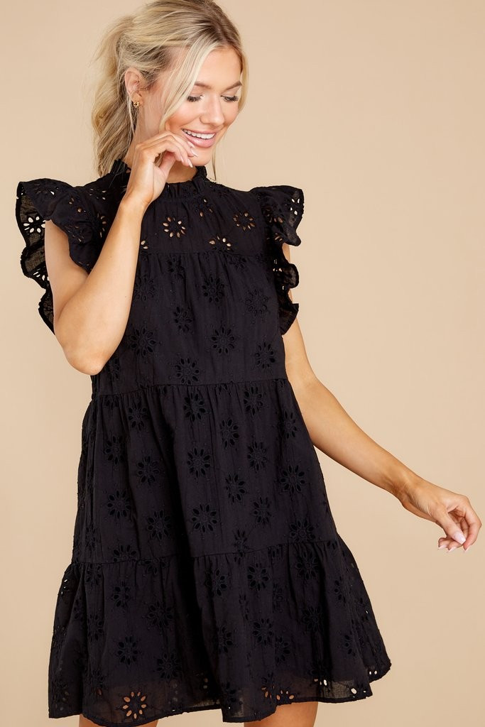 So Unreal Black Eyelet Dress | Red Dress 