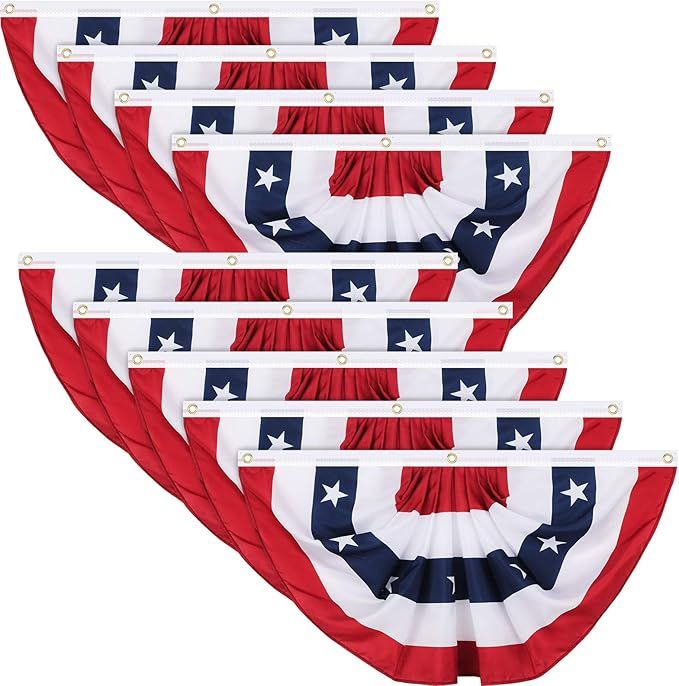 Tatuo Patriotic Decorations, 4th of July Pleated Fan Flags American US Bunting Flag Stars and Str... | Amazon (US)