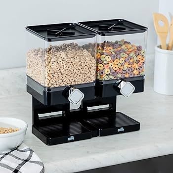 Honey-Can-Do Zevro Compact Dry Food Dispenser, Dual Control, Black/Chrome | Amazon (US)