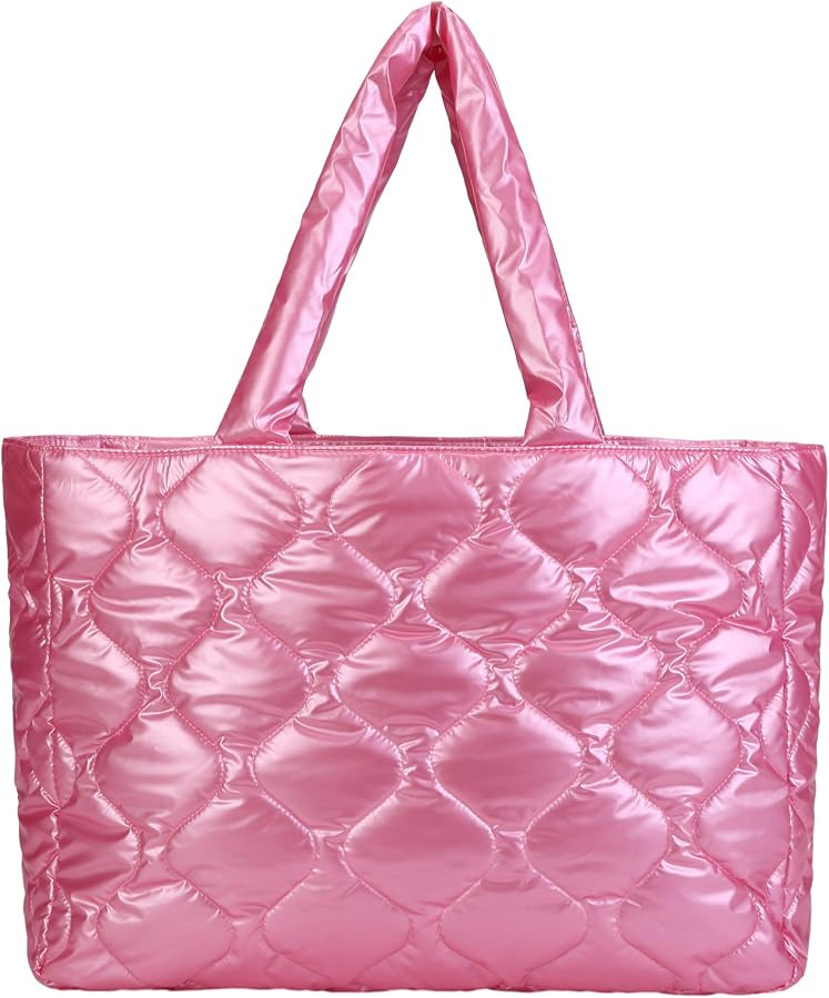 Large Puffer Tote Bag for Women, Quilted Puffer Bag, Puffy Bag | Amazon (US)