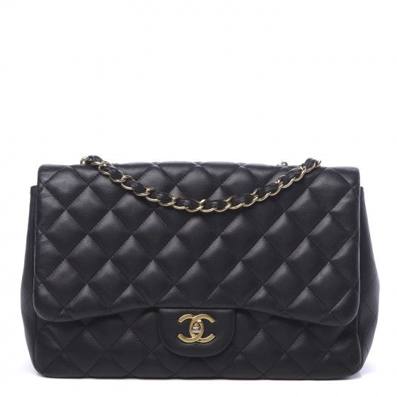 CHANEL Lambskin Quilted Jumbo Single Flap Black | Fashionphile