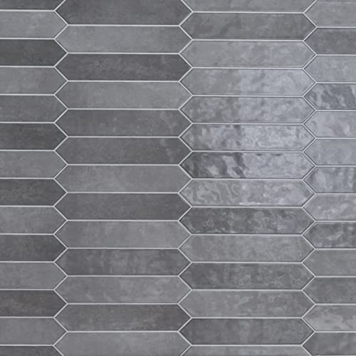 MSI Renzo Storm 2.5 x 13in. Glossy Ceramic Picket Wall Tile Kichen Bathroom | Amazon (US)